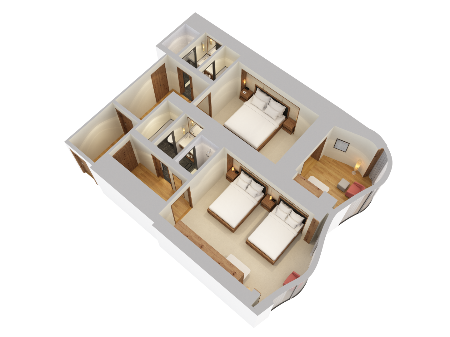 The image of Skyline Two Bedroom Double Double Studio