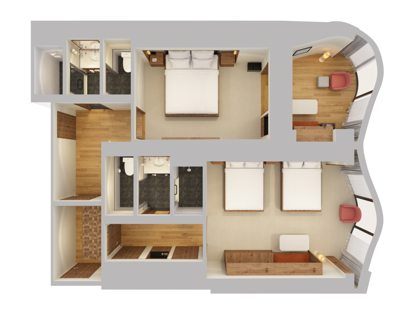 The image of Skyline Two Bedroom Double Double Studio